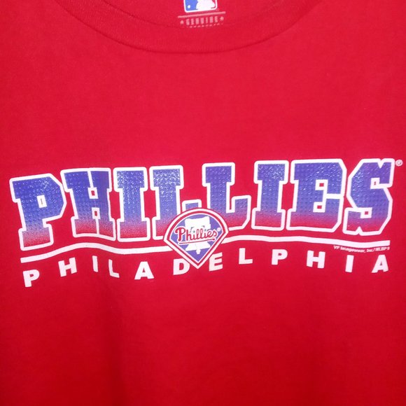 NL GENUINE MERCHANDISE  PHILADELPHIA PHILLIES MENS RED TEE SHIRT SZ XL - Picture 2 of 4